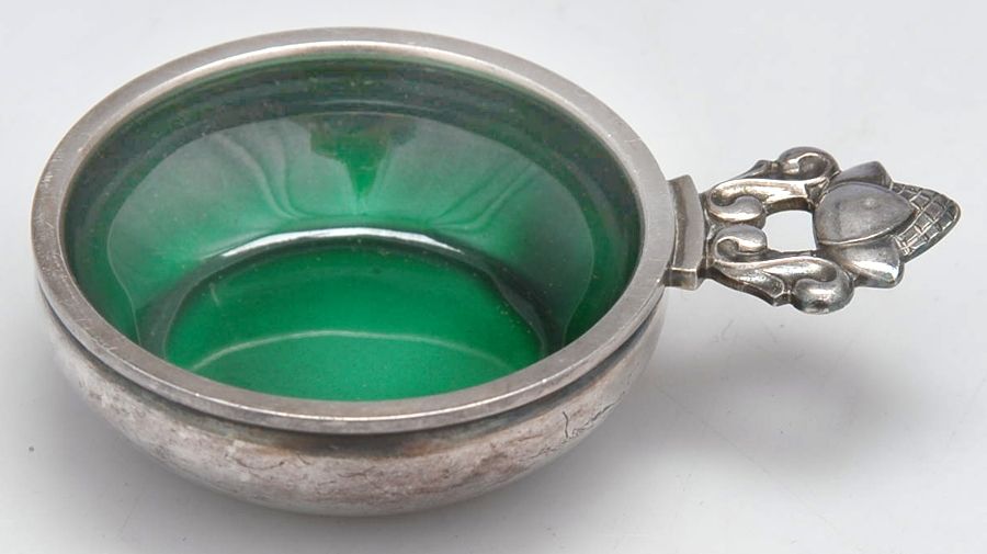 Acorn (Sterling, 1915) Enameled Salt Cellar Individual by Georg Jensen (Denmark)-1