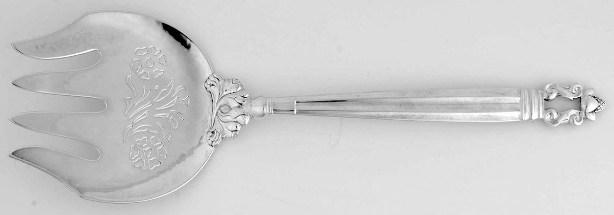 Acorn (Sterling, 1915) Small Solid Fish Serving Fork by Georg Jensen (Denmark)-1