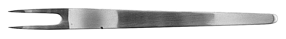 Arne Jacobsen (Stainless, Satin) Medium 2-Tine Cold Meat Serving Fork by Georg Jensen (Denmark)-1