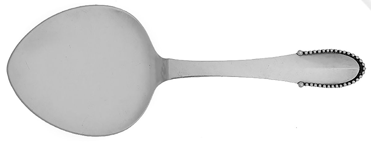 Beaded (Sterling, 1916) Small Solid Pastry Server by Georg Jensen (Denmark)-1