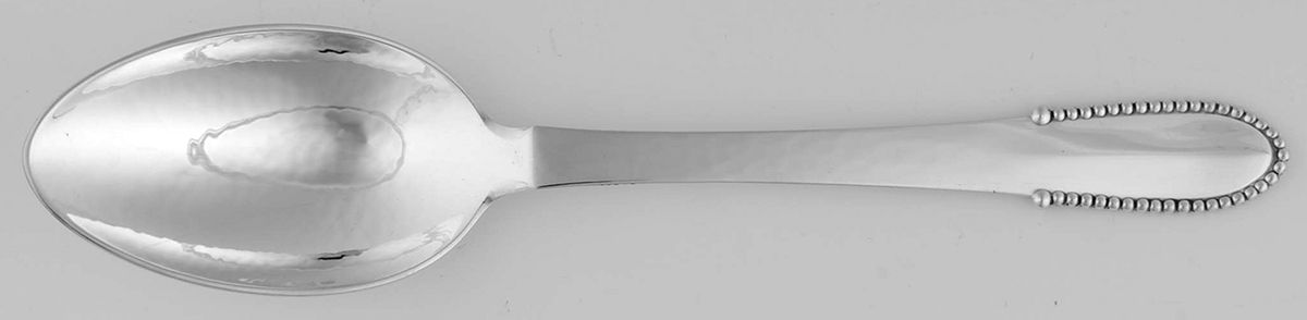 Beaded (Sterling, 1916) European Place/Oval Soup Spoon by Georg Jensen (Denmark)-1