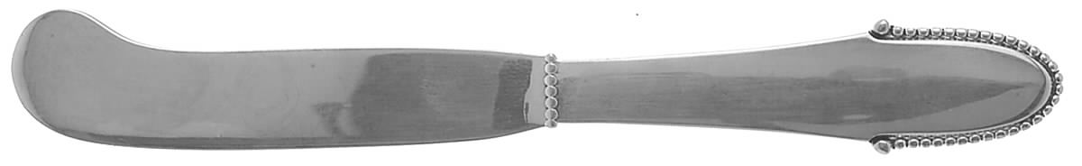 Beaded (Sterling, 1916) Hollow Handle Paddle Butter Spreader (Solid) by Georg Jensen (Denmark)-1