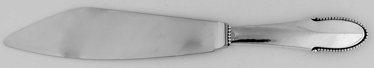Beaded (Sterling, 1916) Cake Knife with Stainless Blade by Georg Jensen (Denmark)-1