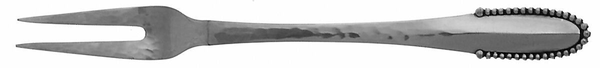Beaded (Sterling, 1916) 2-Tine Cold Cut Serving Fork by Georg Jensen (Denmark)-1