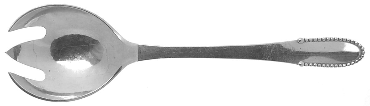 Beaded (Sterling, 1916) Small Compote Serving Fork by Georg Jensen (Denmark)-1
