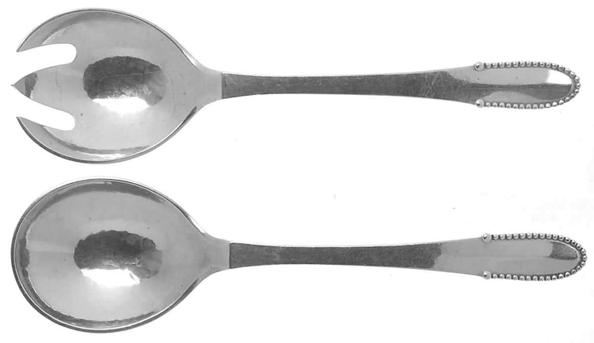 Beaded (Sterling, 1916) Small Compote Serving Set 2 Piece by Georg Jensen (Denmark)-1