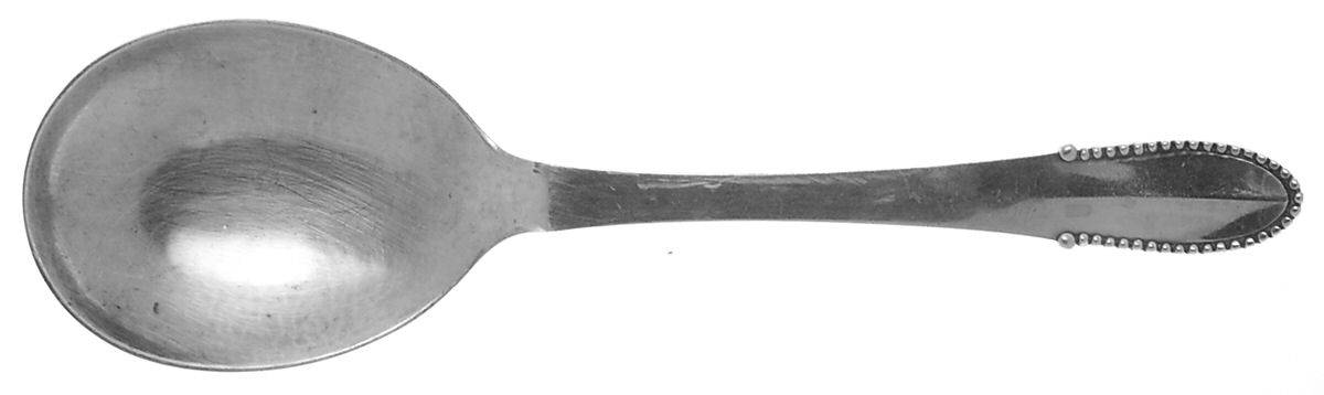 Beaded (Sterling, 1916) Medium Solid Serving Spoon by Georg Jensen (Denmark)-1