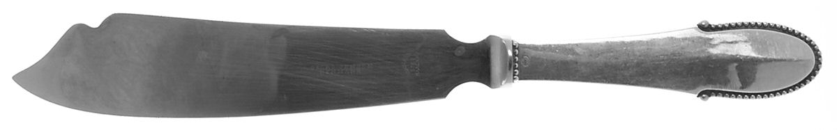Beaded (Sterling, 1916) Large Cake Server Knife with Stainless Blade by Georg Jensen (Denmark)-1