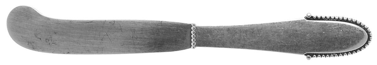 Beaded (Sterling, 1916) Flat Handle Butter Spreader by Georg Jensen (Denmark)-1