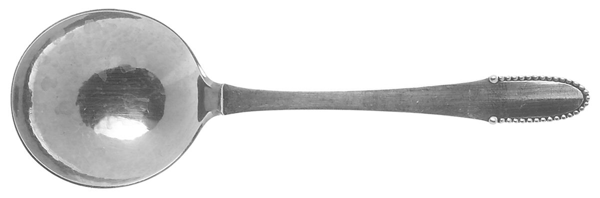 Beaded (Sterling, 1916) Round Bowl Soup Spoon (Cream Soup) by Georg Jensen (Denmark)-1