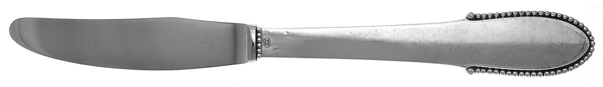 Beaded (Sterling, 1916) Modern Long Handle Luncheon Knife by Georg Jensen (Denmark)-1