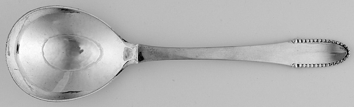 Beaded (Sterling, 1916) Old Style Oval Soup Spoon by Georg Jensen (Denmark)-1