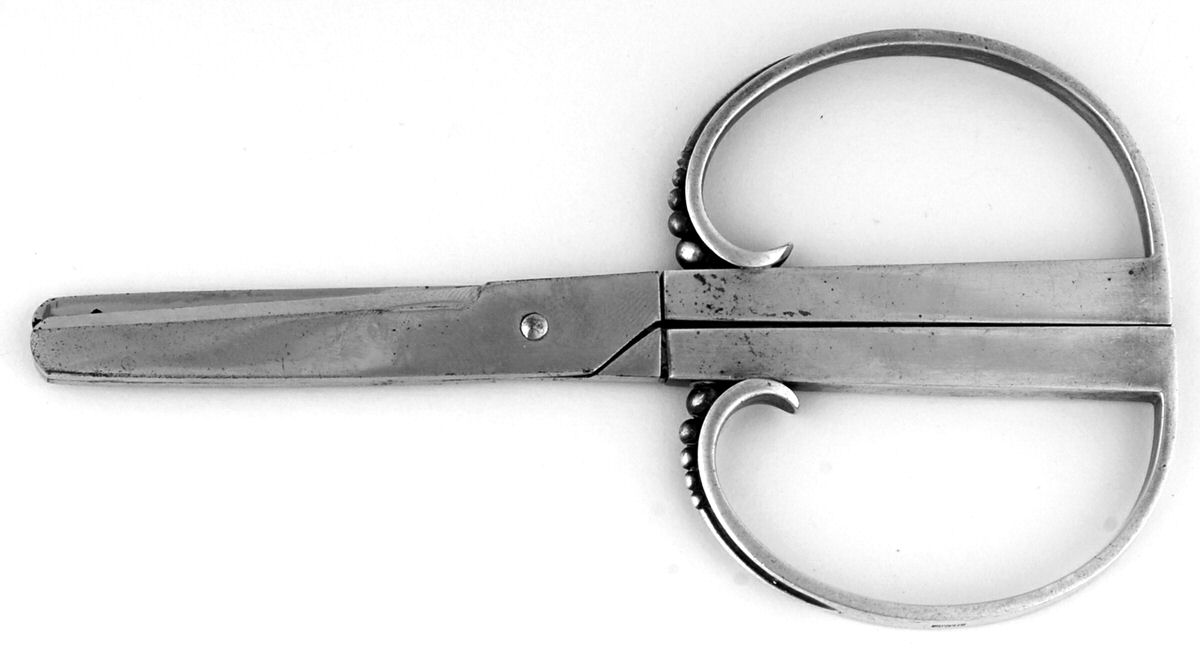 Beaded (Sterling, 1916) Grape Shears with Hollow Handle by Georg Jensen (Denmark)-1