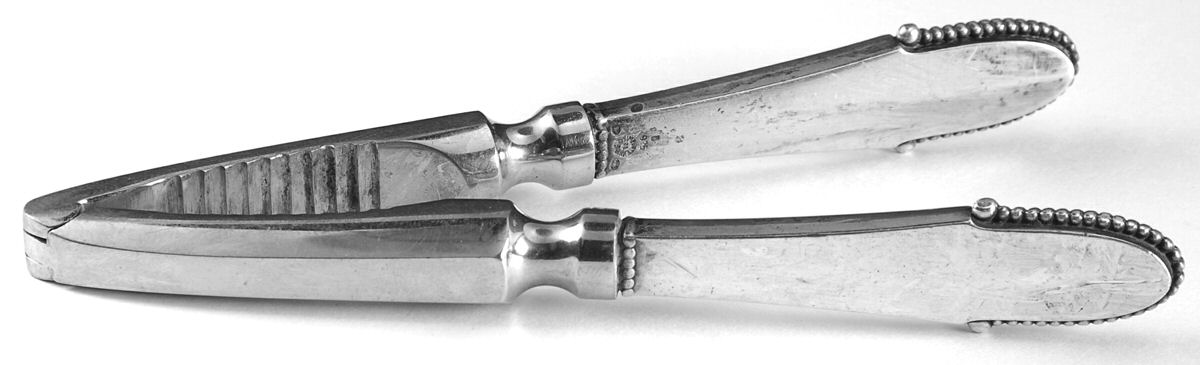 Beaded (Sterling, 1916) Stainless Grip Nut Cracker by Georg Jensen (Denmark)-1