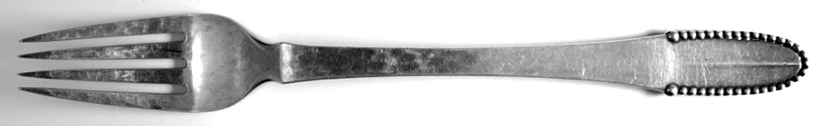 Beaded (Sterling, 1916) Fork by Georg Jensen (Denmark)-1