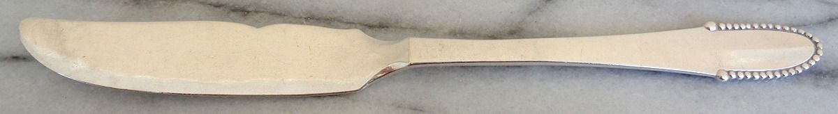 Beaded (Sterling, 1916) Small Individual Solid Fish Knife by Georg Jensen (Denmark)-1