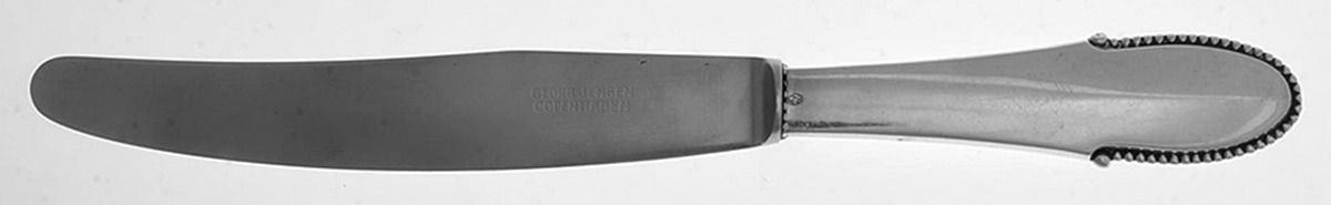 Beaded (Sterling, 1916) European Modern Hollow Knife by Georg Jensen (Denmark)-1