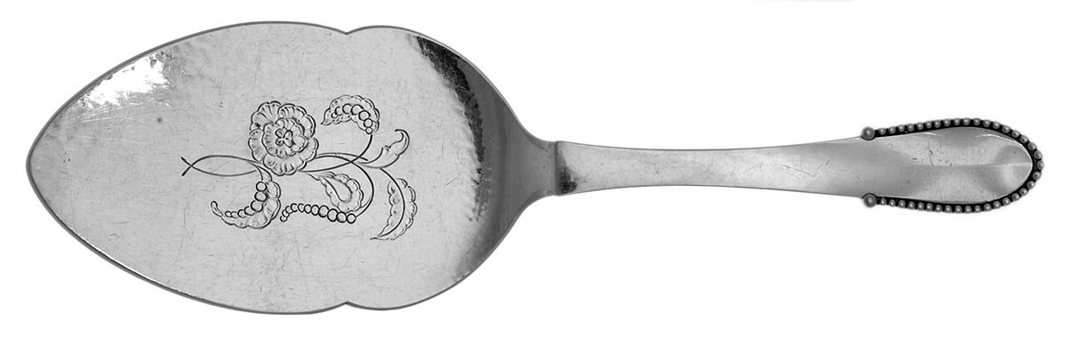 Beaded (Sterling, 1916) Large Solid Fish Serving Knife by Georg Jensen (Denmark)-1