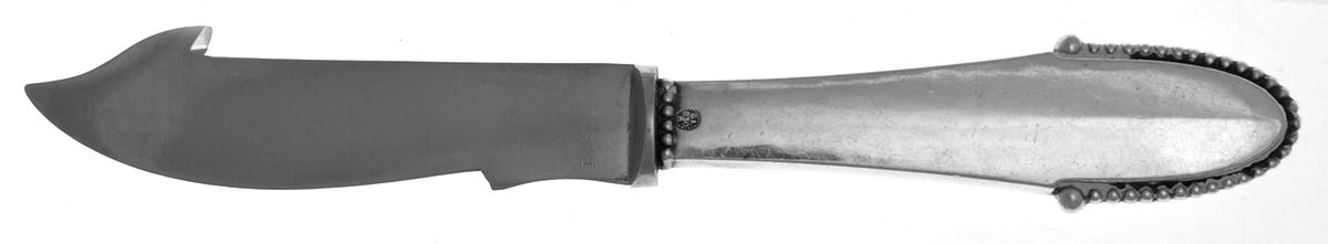 Beaded (Sterling, 1916) Cheese Knife with Stainless Blade by Georg Jensen (Denmark)-1