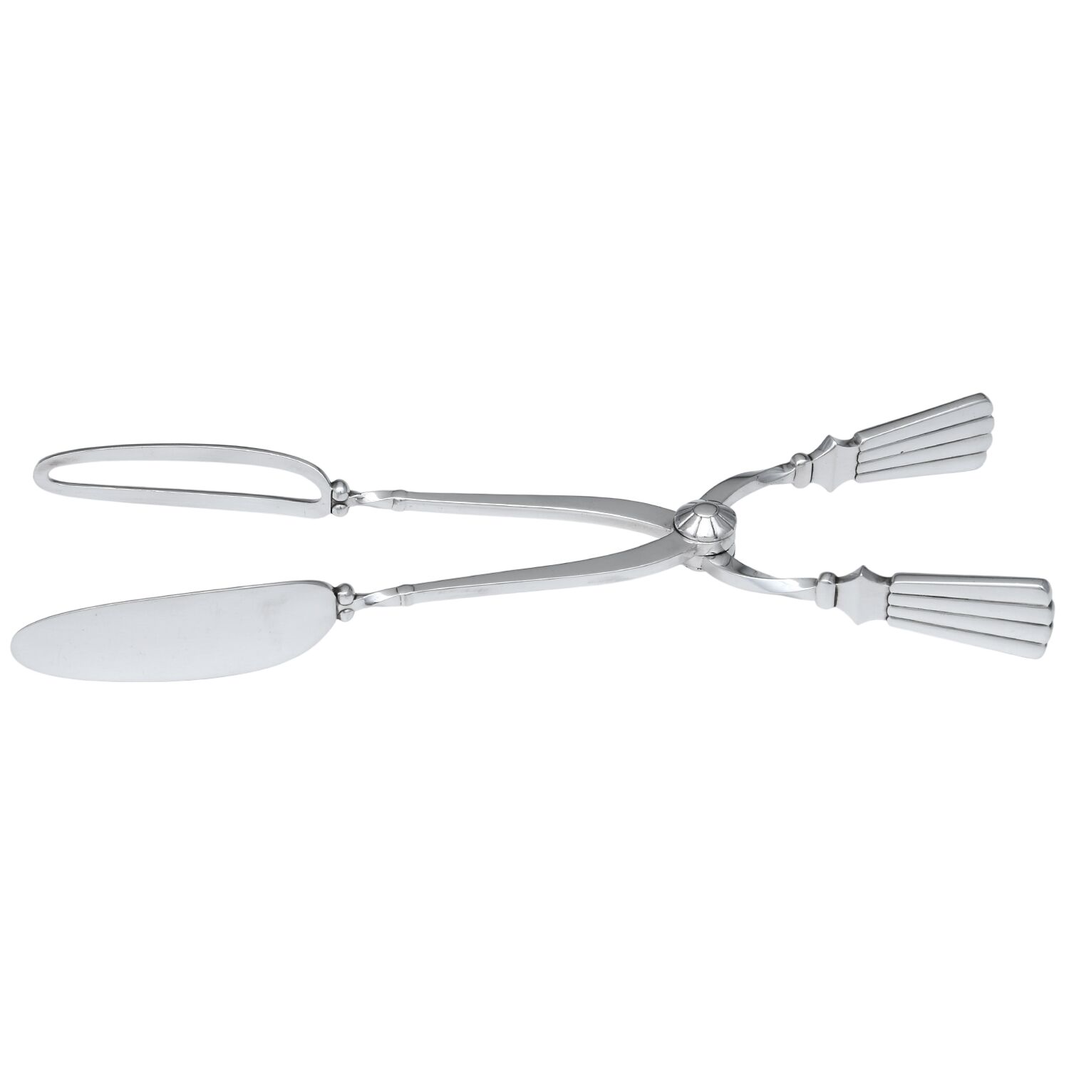 Bernadotte (Sterling, 1939) Large Solid Sandwich Tongs by Georg Jensen (Denmark)-1