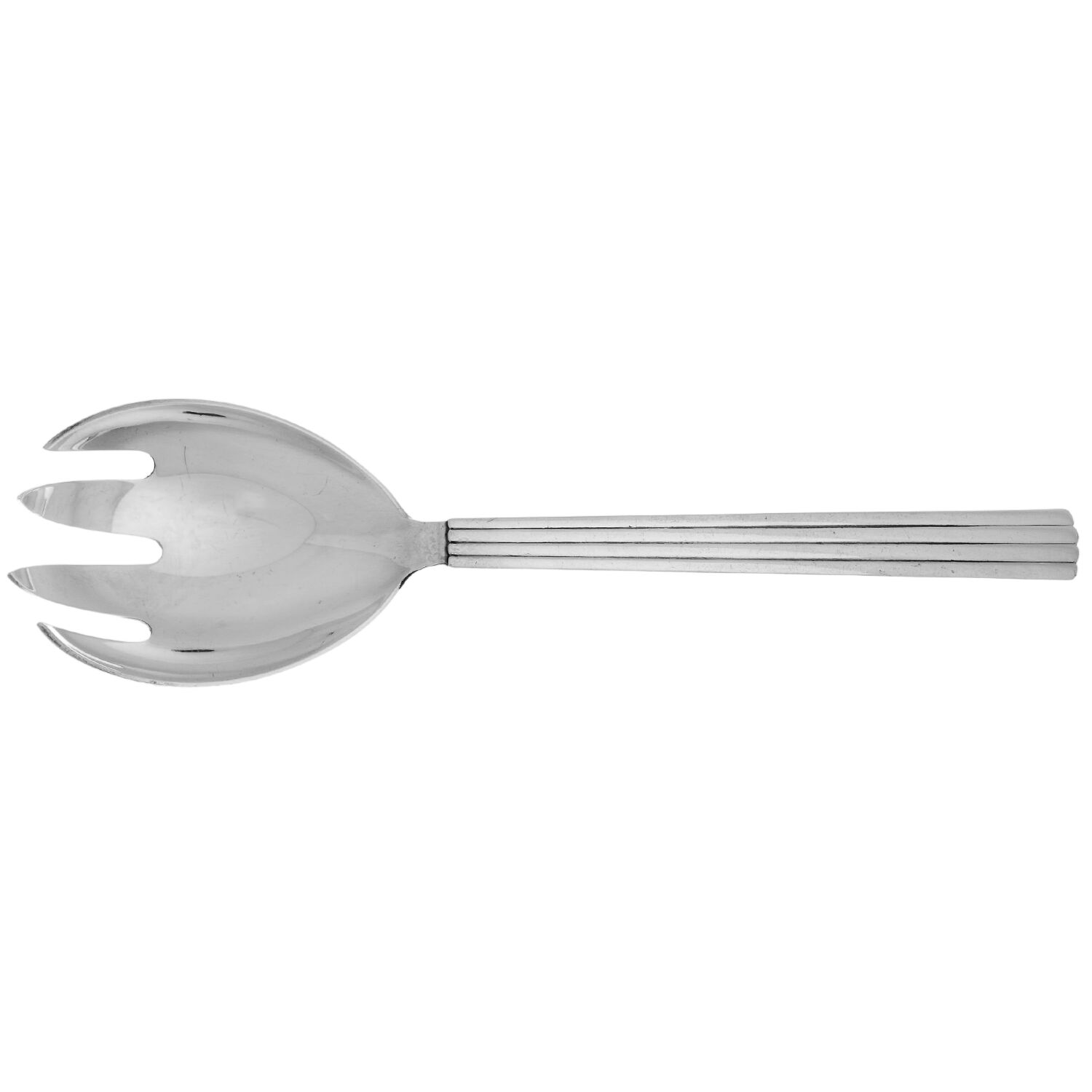 Bernadotte (Sterling, 1939) Salad Serving Fork Stainless Prongs Medium by Georg Jensen (Denmark)-1
