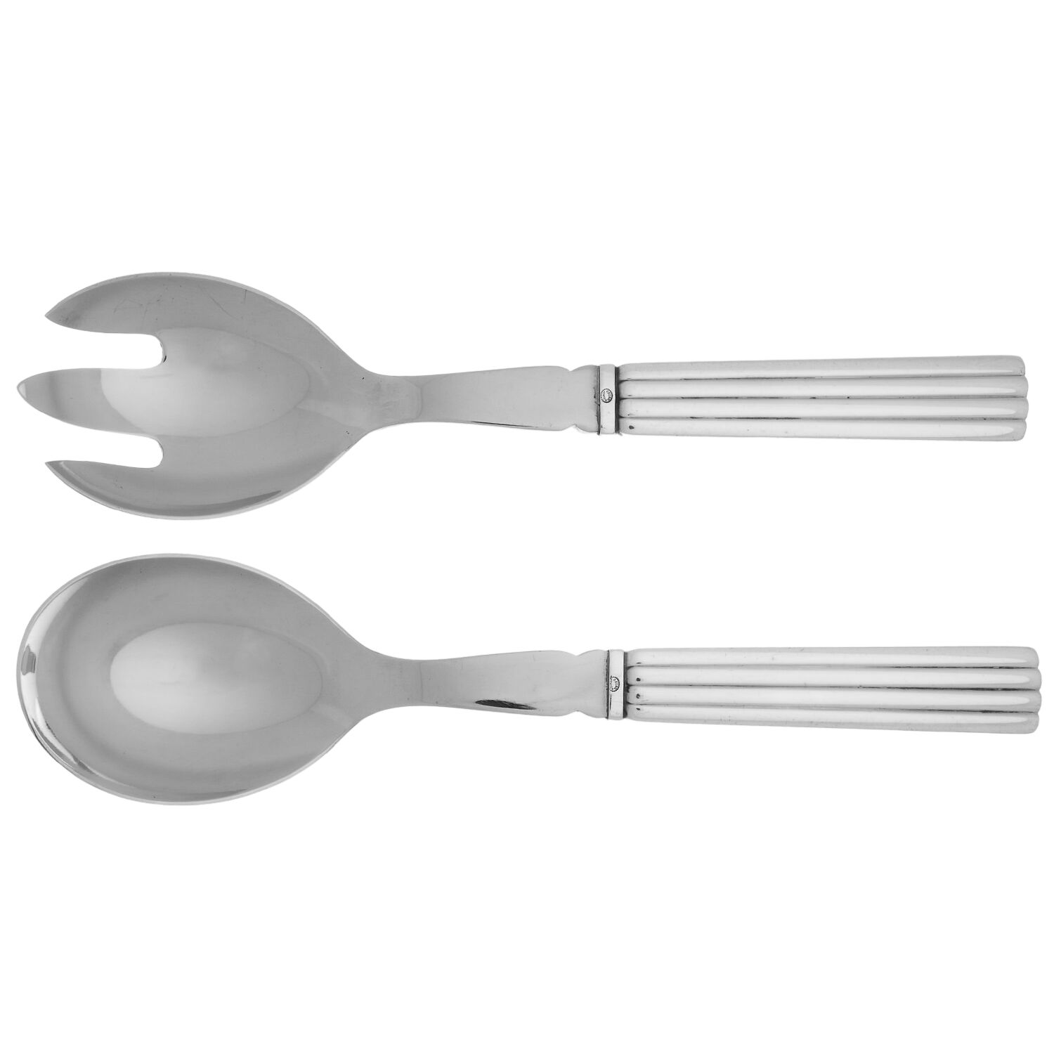 Bernadotte (Sterling, 1939) Salad Set 2 Piece Stainless Bowl Small by Georg Jensen (Denmark)-1