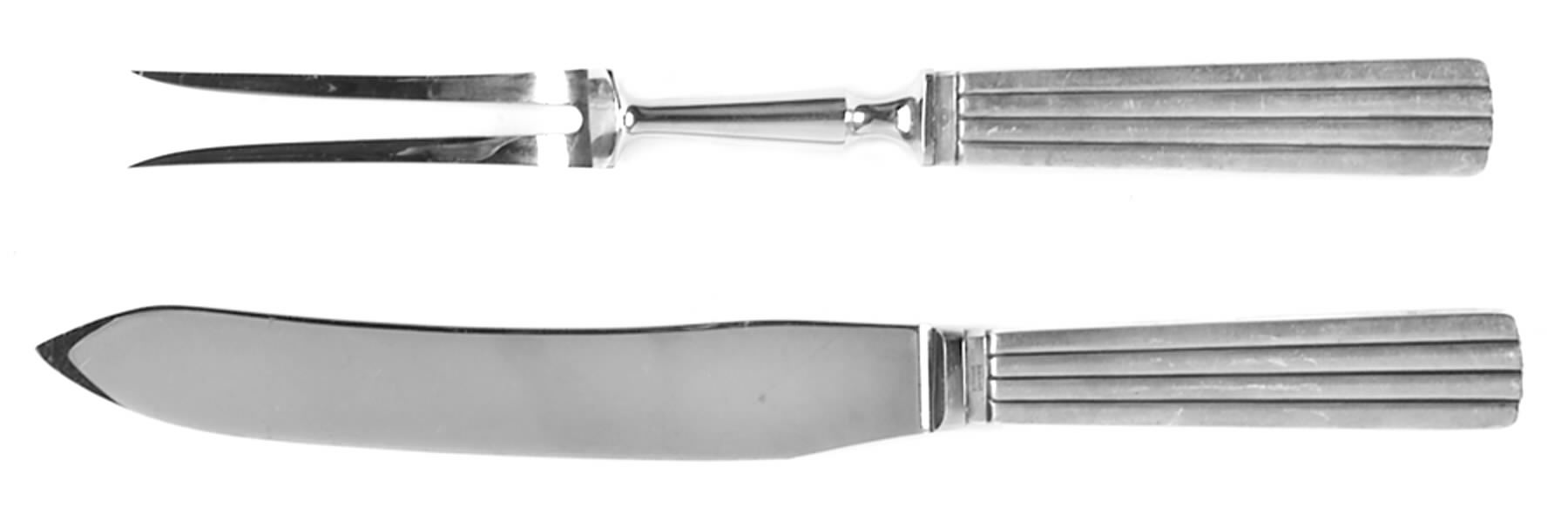 Bernadotte (Sterling, 1939) Small Stainless Blade 2-Piece Steak Carving Set by Georg Jensen (Denmark)-1