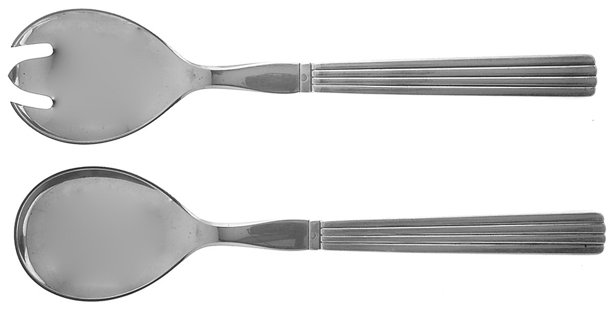 Bernadotte (Sterling, 1939) 2 Pc Salad Set with Stainless Bowl by Georg Jensen (Denmark)-1
