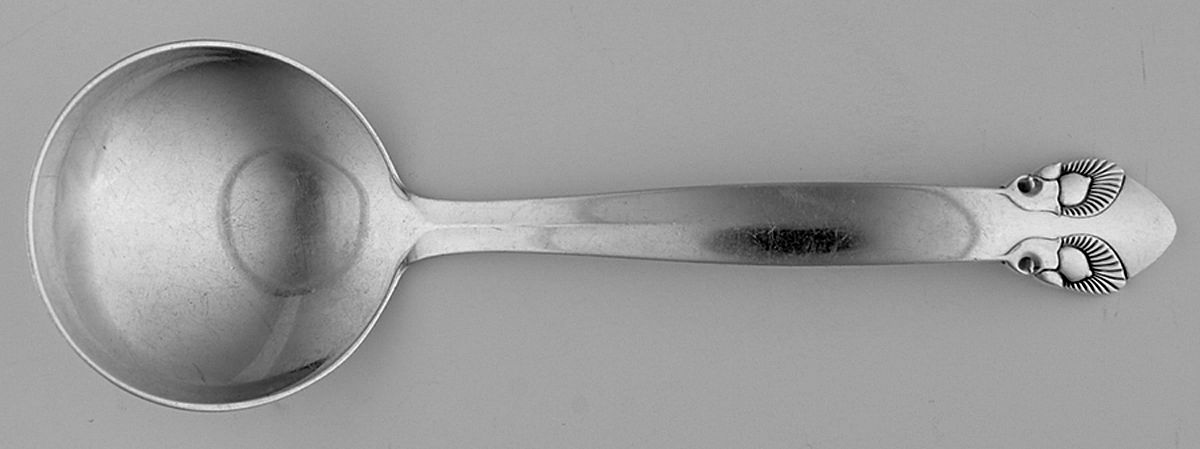 Bittersweet (Sterling, 1940) Round Bowl Soup Spoon (Cream Soup) by Georg Jensen (Denmark)-1
