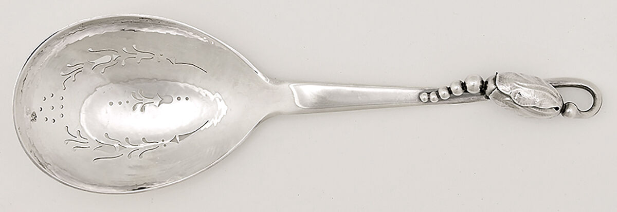 Blossom (Sterling, 1919) Pierced Berry/Casserole Spoon by Georg Jensen (Denmark)-1