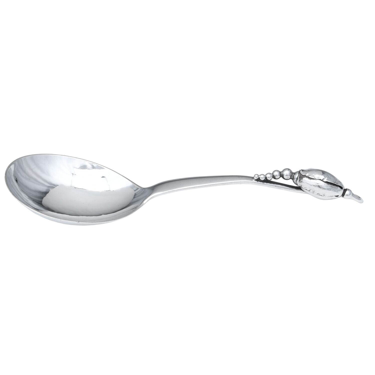 Blossom (Sterling, 1919) Small Solid Serving Spoon by Georg Jensen (Denmark)-1