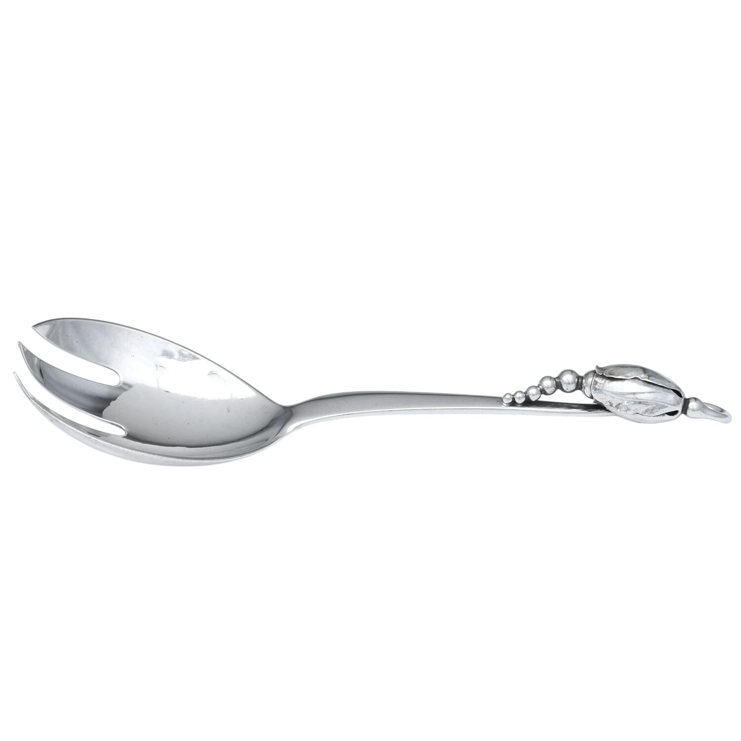 Blossom (Sterling, 1919) Small Solid Serving Fork by Georg Jensen (Denmark)-1