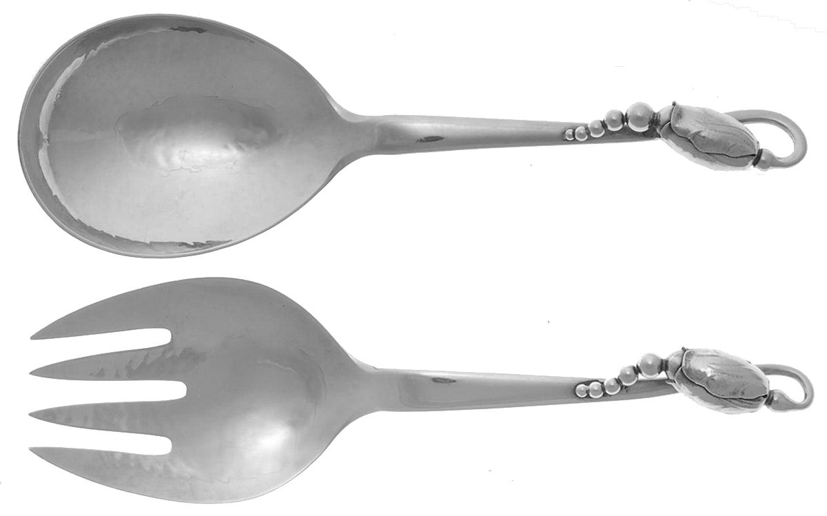 Blossom (Sterling, 1919) Medium Solid Serving Set by Georg Jensen (Denmark)-1