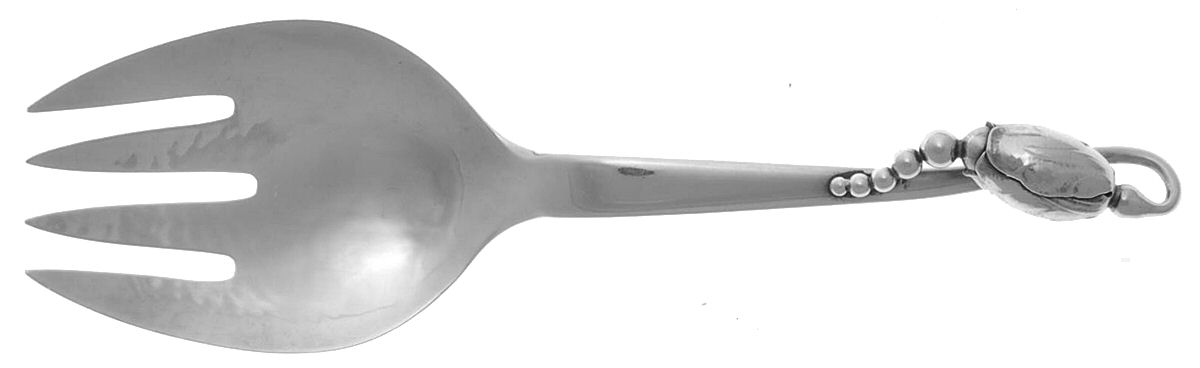 Blossom (Sterling, 1919) Medium Solid Serving Fork by Georg Jensen (Denmark)-1