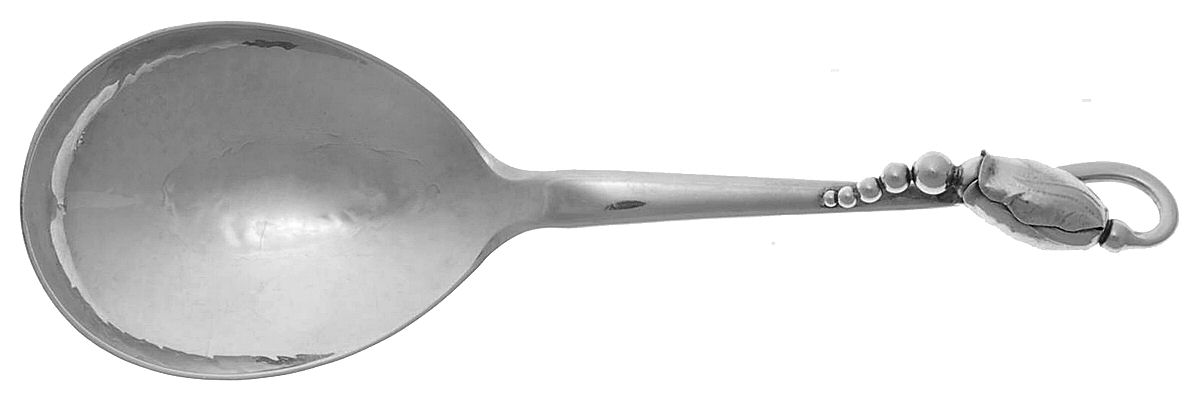 Blossom (Sterling, 1919) Medium Solid Serving Spoon by Georg Jensen (Denmark)-1