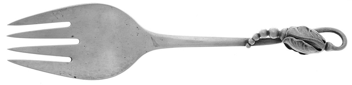 Blossom (Sterling, 1919) Small Solid Serving Fork by Georg Jensen (Denmark)-1