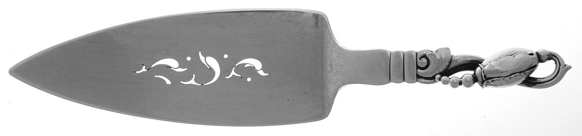Blossom (Sterling, 1919) Small Solid Fish Serving Knife by Georg Jensen (Denmark)-1