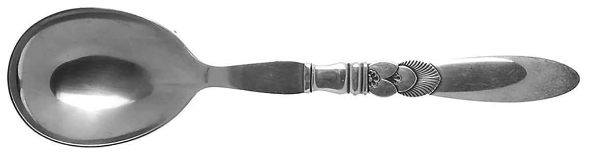 Cactus (Sterling, 1930) Salad Servng Spoon with Stainless Bowl by Georg Jensen (Denmark)-1