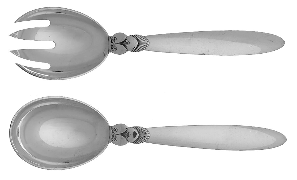 Cactus (Sterling, 1930) Solid Compote Serving Set 2 Piece by Georg Jensen (Denmark)-1
