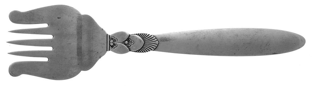 Cactus (Sterling, 1930) Solid Flat Sardine Server by Georg Jensen (Denmark)-1