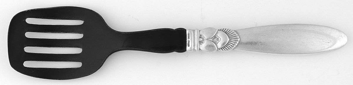 Cactus (Sterling, 1930) Herring Serving Fork with Horn Tines by Georg Jensen (Denmark)-1