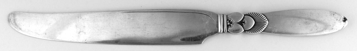 Cactus (Sterling, 1930) Hollow Handle Cake Serving Knife Sterling Blade by Georg Jensen (Denmark)-1