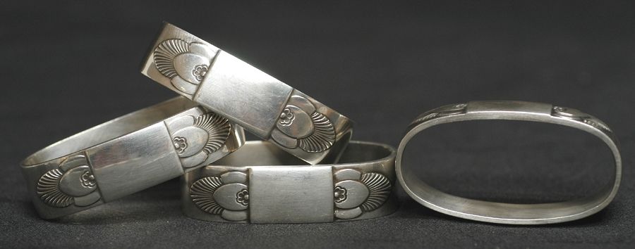 Cactus (Sterling, 1930) Oblong Napkin Ring by Georg Jensen (Denmark)-1