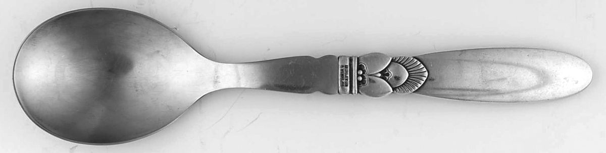 Cactus (Sterling, 1930) Medium Stainless Bowl Salad Serving Spoon by Georg Jensen (Denmark)-1