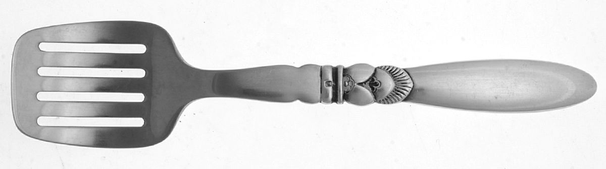 Cactus (Sterling, 1930) Herring-Sardine Serving Fork Stainless Tines by Georg Jensen (Denmark)-1