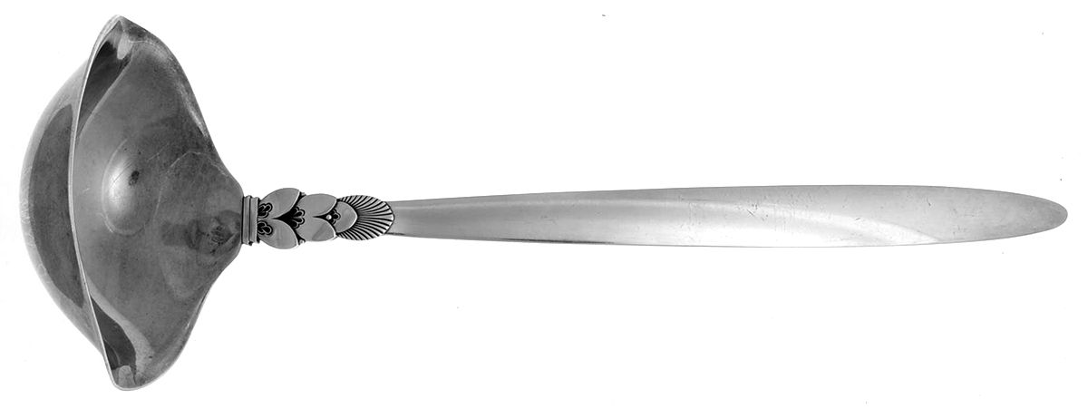 Cactus (Sterling, 1930) Large Solid Soup Ladle by Georg Jensen (Denmark)-1