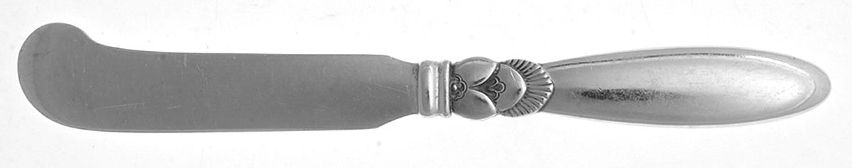 Cactus (Sterling, 1930) Hollow Handle Paddle Butter Spreader (Solid) by Georg Jensen (Denmark)-1