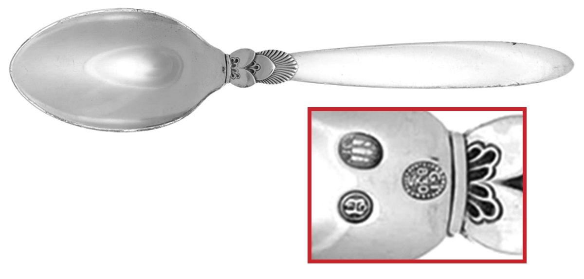 Cactus (Sterling, 1930) Desseet/Place Spoon by Georg Jensen (Denmark)-1