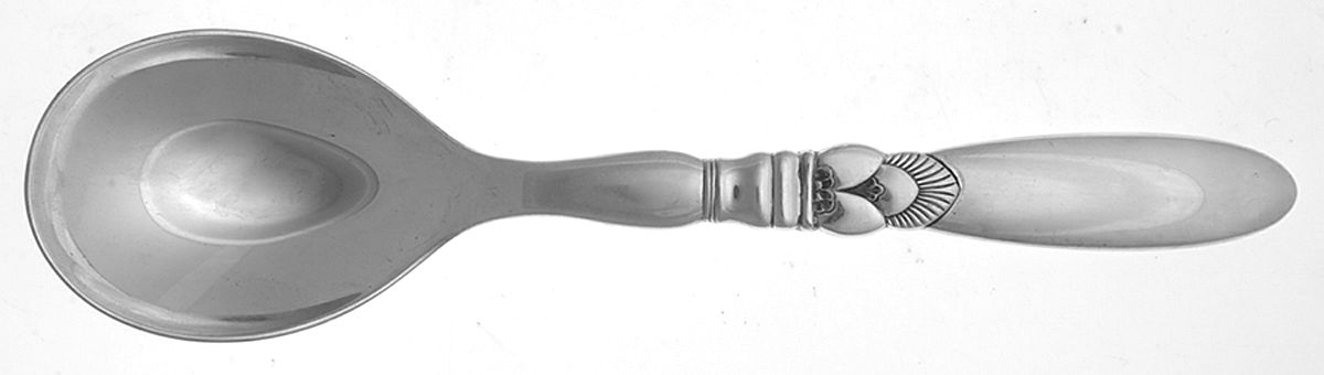Cactus (Sterling, 1930) Salad Serving Spoon,Hollow Handle,Sterling Bowl by Georg Jensen (Denmark)-1