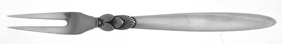 Cactus (Sterling, 1930) Medium 2-Tine Cold Cut Serving Fork by Georg Jensen (Denmark)-1